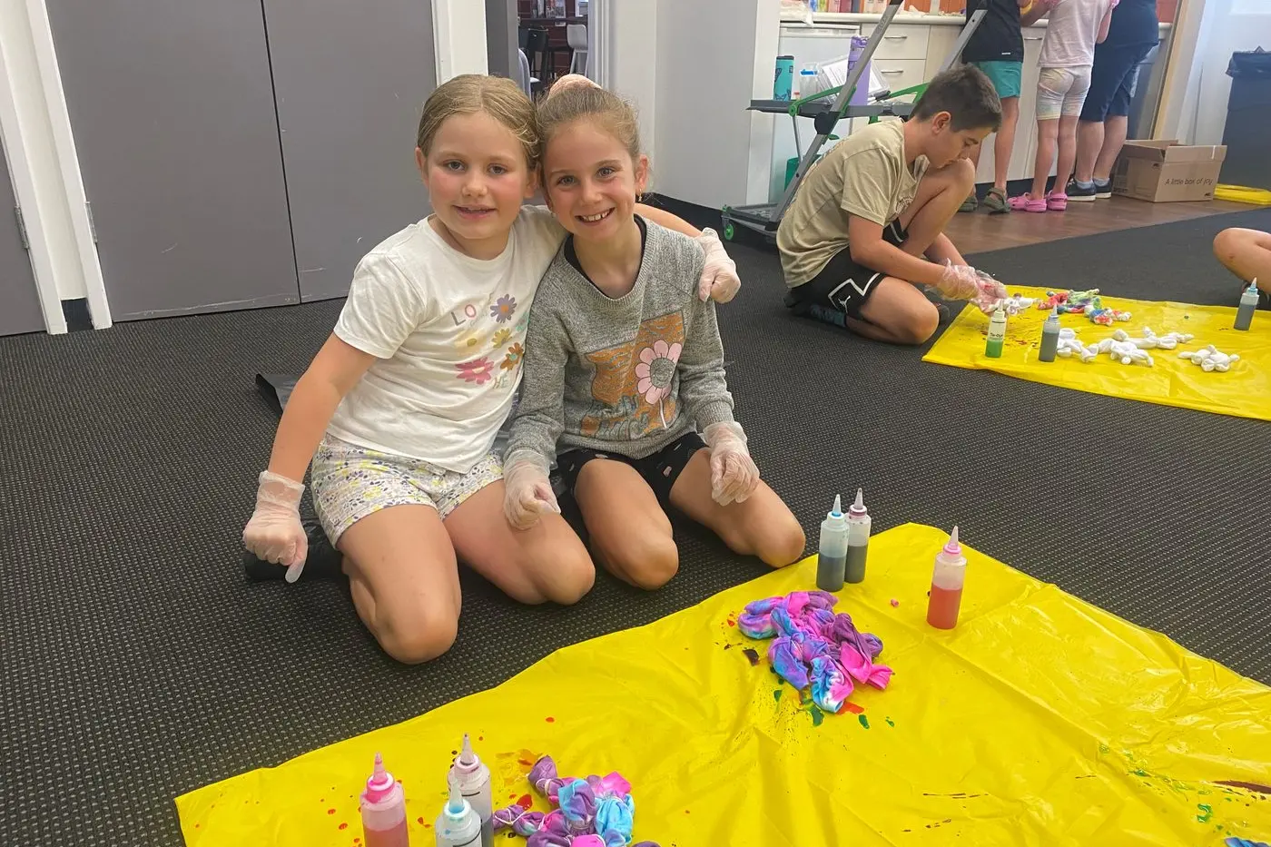 DUO: Teaming up for the tie-dye session were Pia Solimo and Remmy Smith.