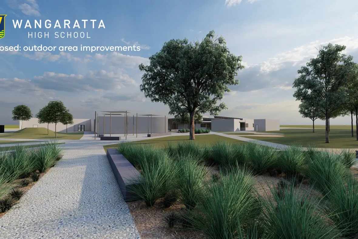 GRASSY LANDSCAPE: An artists impression of the planned outdoor area works that are part of the $11.7 million works that will be funded in the 2025-26 financial year.