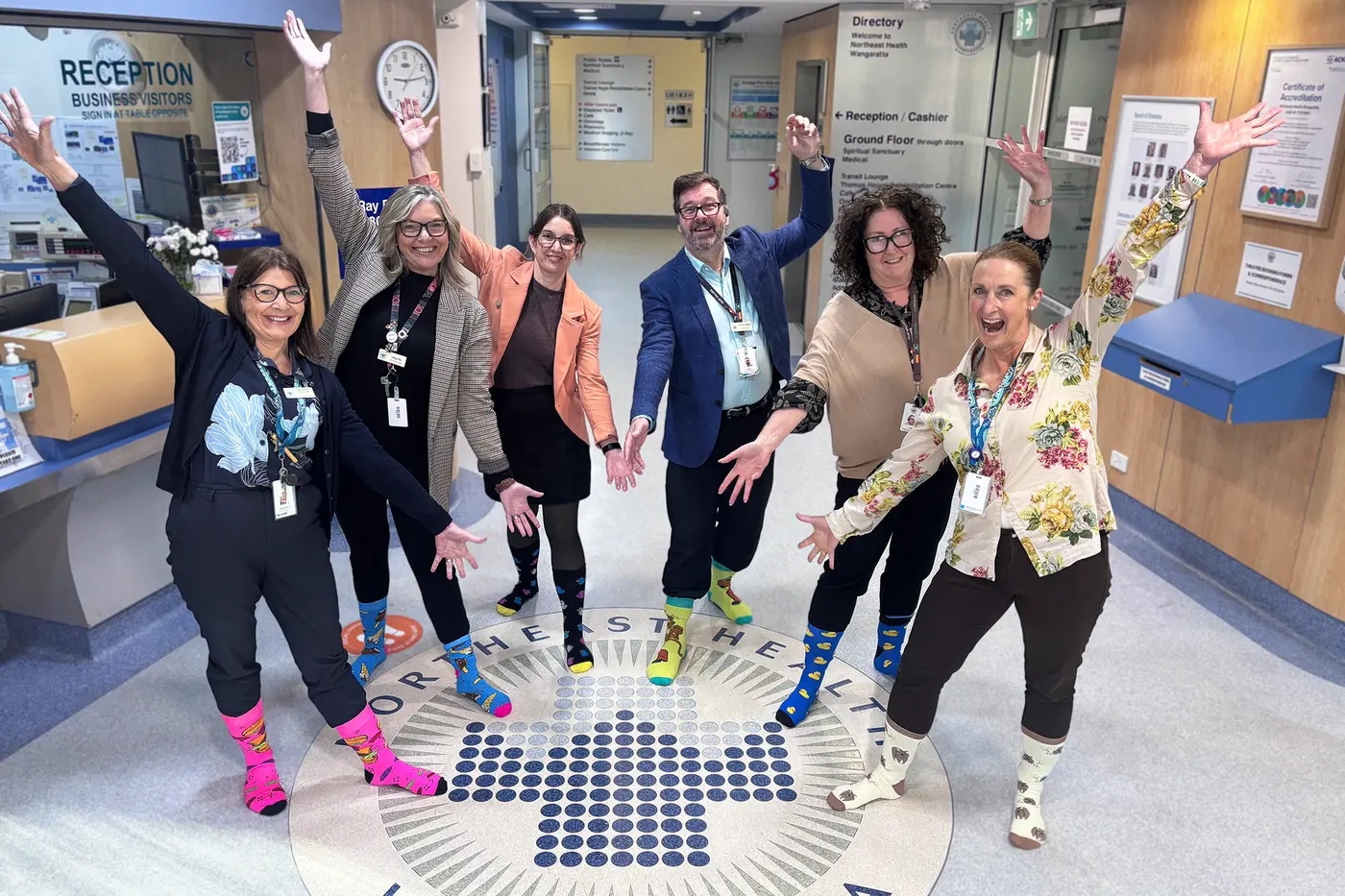 TA-DA: Members of the Northeast Health Wangaratta executive team (from left) Bernadette Hammond, Libby Fifis (CEO), Nicole Stribley, Garry Wilkes, Kim Bennetts, and Michelle Butler.