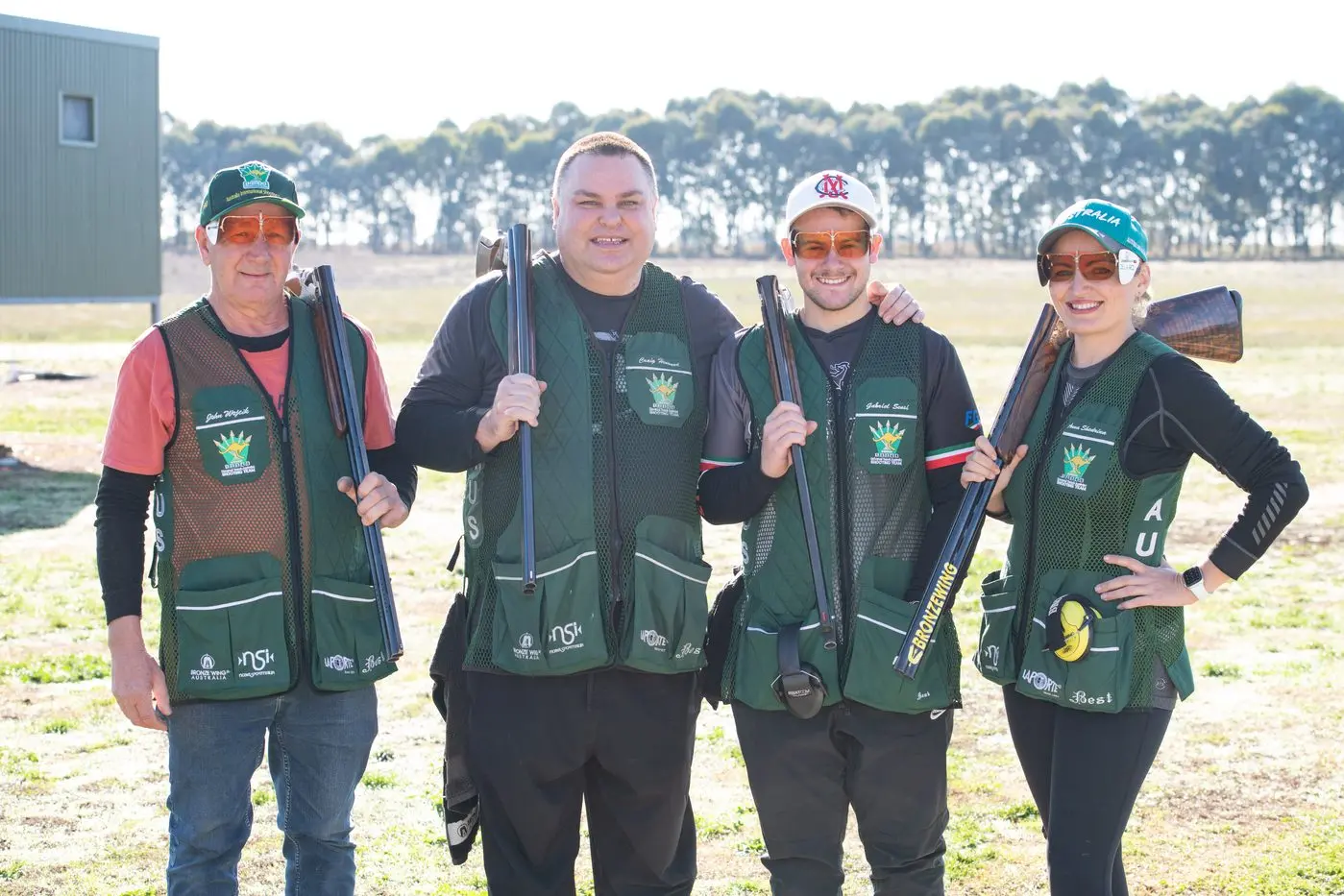 SHOOTING SQUAD: (from left) John Wojcik, Craig Henwood, Gabriel Sensi and Anna Shedrina at the Wangaratta Clay Target Club\\'s Universal Trench competition on Saturday. PHOTOS: Kurt Hickling
