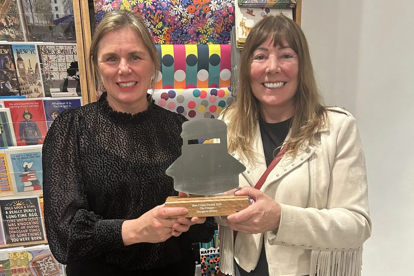 INDUSTRY RECOGNITION: Local writer Margaret Hickey (left) with Karina Kilmore, chair of the Australian Crime Writers Association, at the Ned Kelly Awards presentation where her book \\'The Creeper\\' won best crime novel.