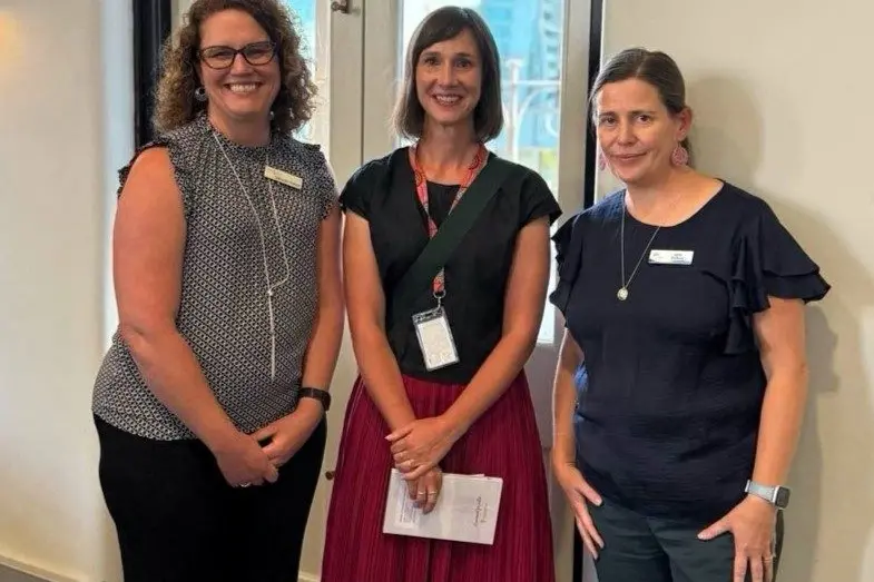 MAKINE A DIFFERENCE: Debi Fisher (HRCLS), Katrina Webster (VLSBC) and Kate Clohesy (ARC Justice) welcomed funding  to identify and drive long-term solutions and systemic change to support regional renters and people at risk of homelessness.