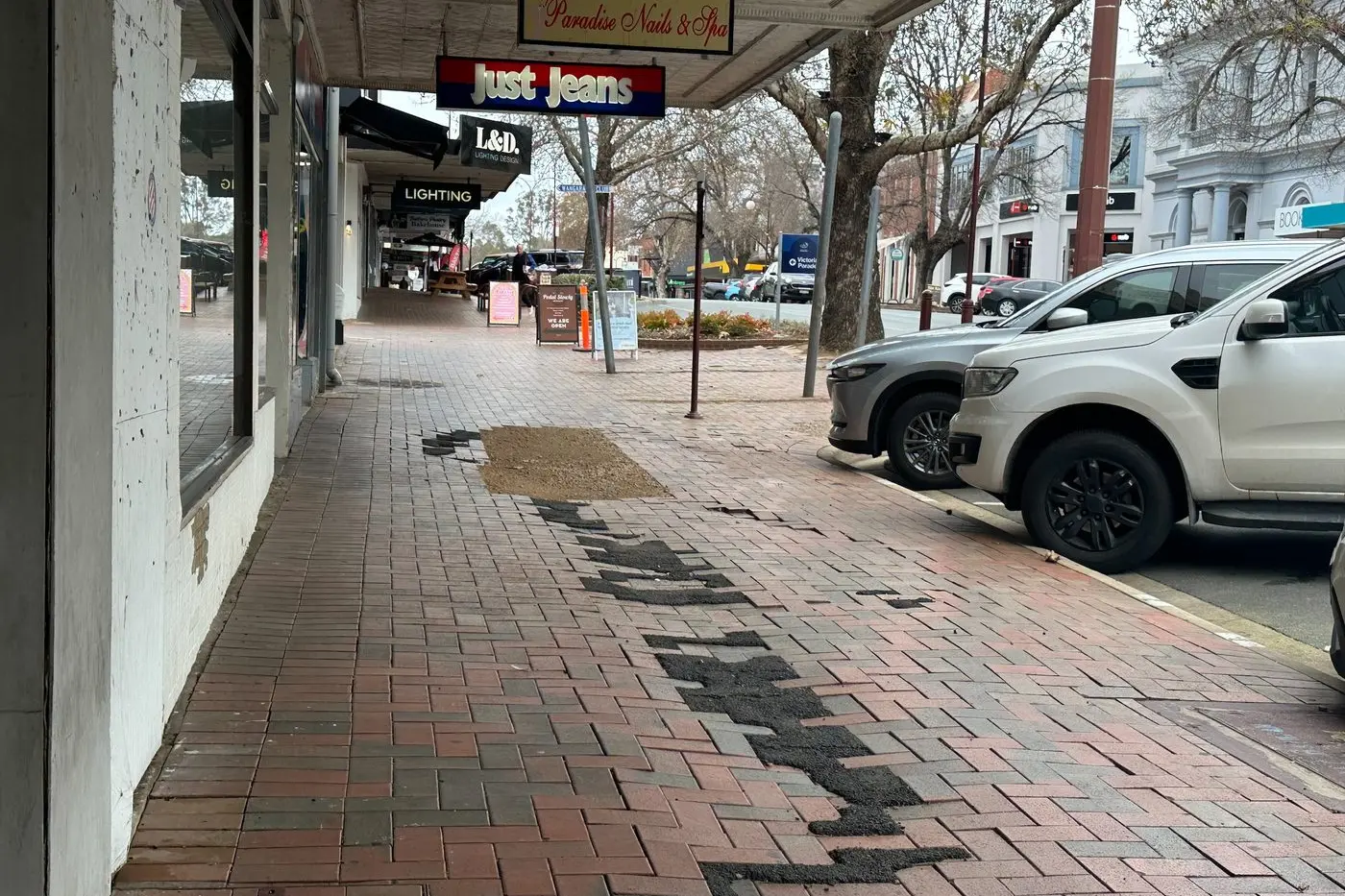 UNDER REPAIR: This section of the Reid Street footpath is set to undergo repairs for the next two weeks. PHOTO: Bailey Zimmermann