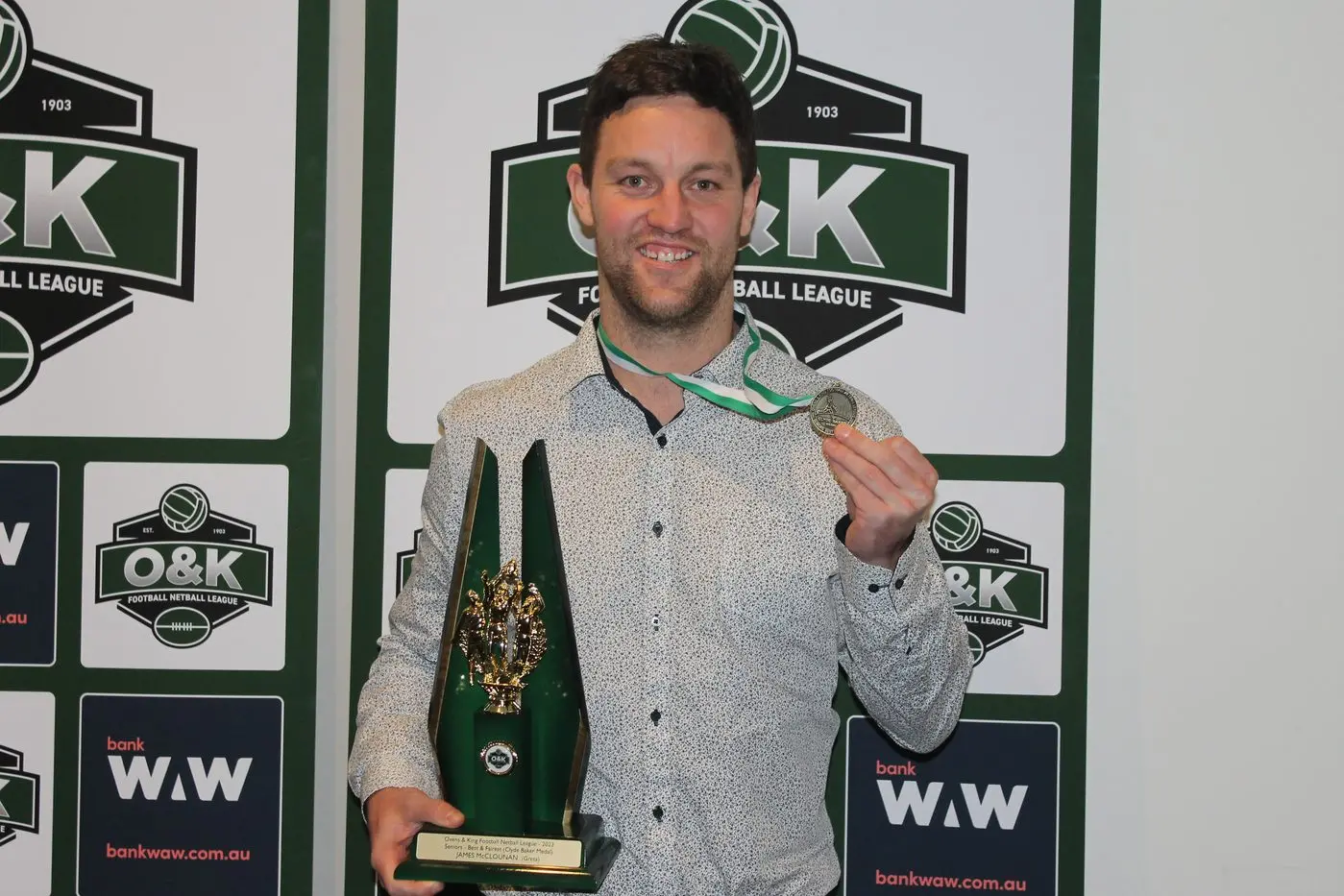 TOP HONOUR: Greta\\u2019s James McClounan will look to become the first back-to-back Clyde Baker medallist in over a decade at the league\\u2019s presentation night on Sunday. PHOTO: Nathan de Vries
