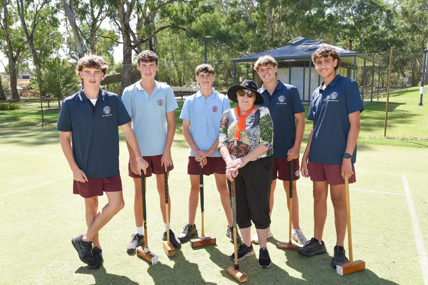 AFTERNOON OUT: Ted Clayton, Brodie Tyers, Ben McMonigle, Billy Hiskins, Archer Coppolino and Cheryl Sampson. PHOTO: Kurt Hickling