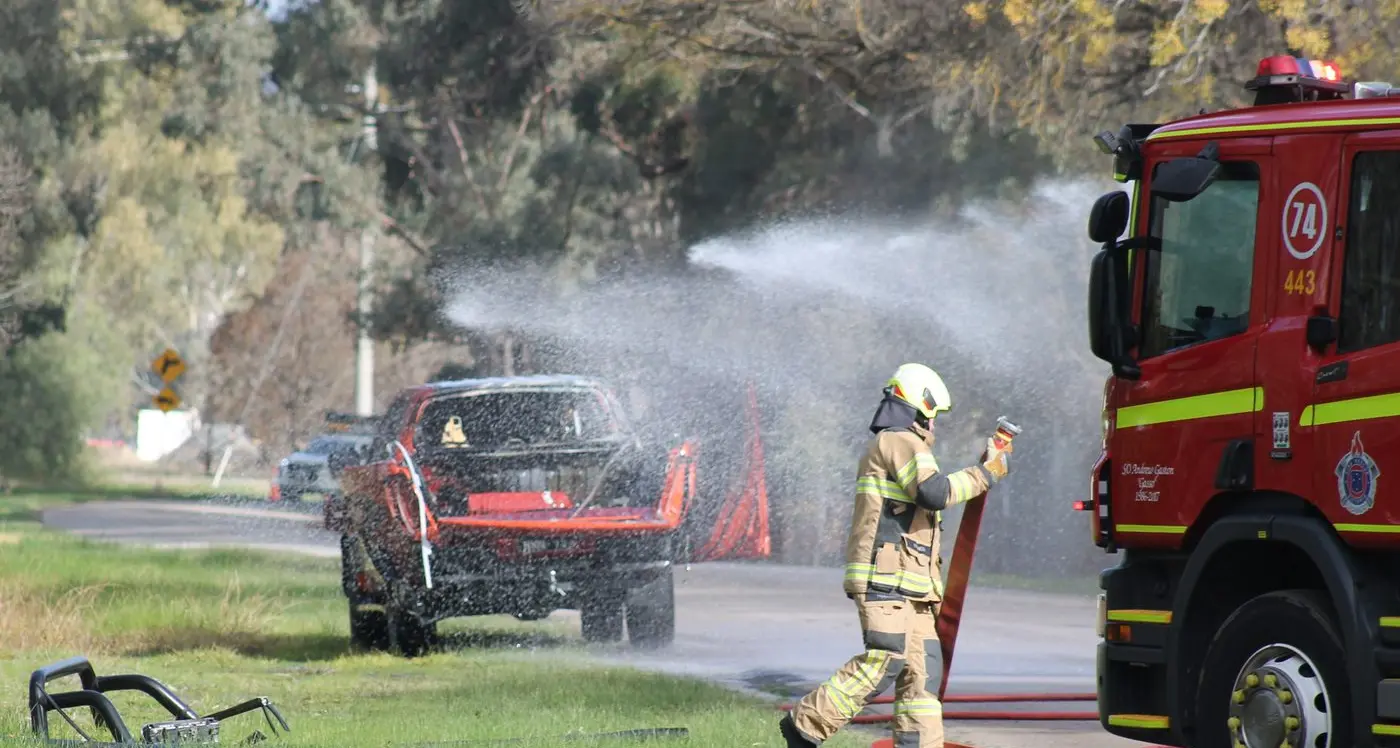 Vehicle lights up after gas explosion in city