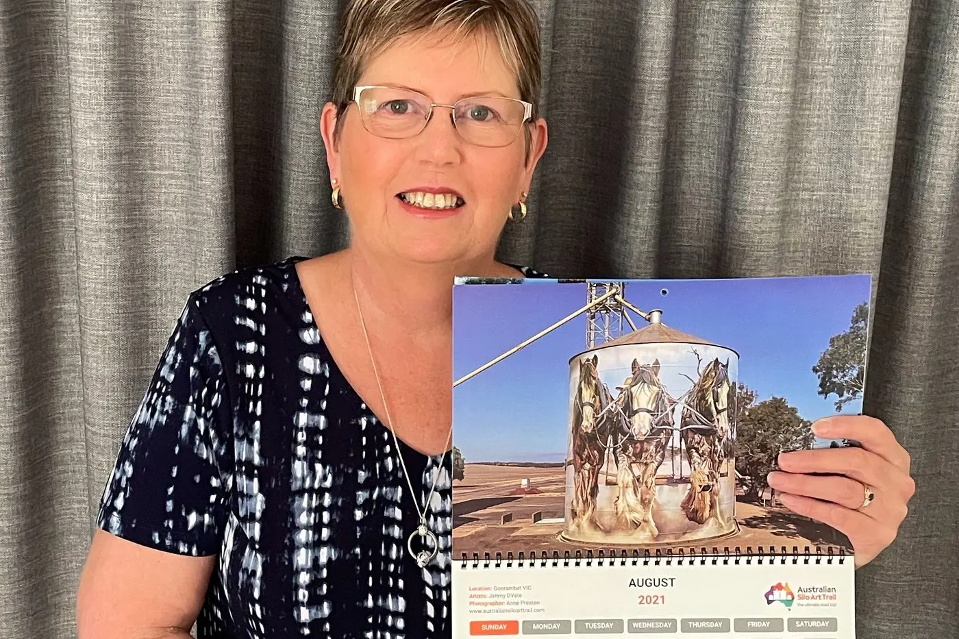 ARTFUL ACHIEVEMENT: Regional tourism ambassador Annette Green with the inaugural Silo Art Calendar.