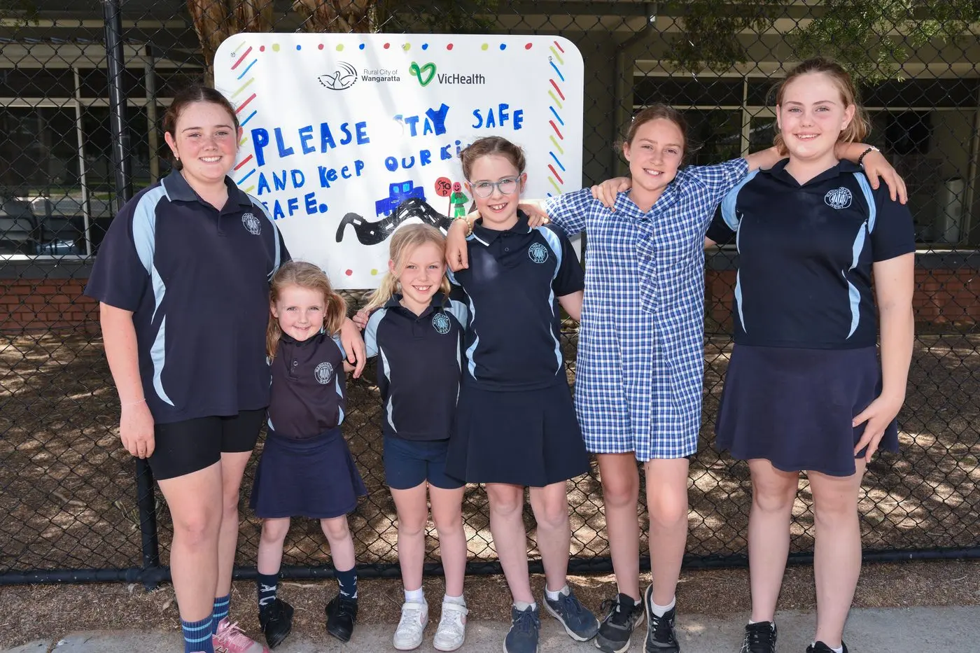 ACTIVE TRAVEL TO SCHOOL: Wangaratta West Primary School students (from left) Sophie Rickard, Pamela Wighton, Bella Matthews, Audrey Wills, Charlotte Robl and Aayla Crosher are excited to be part of the Active Travel to School program. PHOTO: Kurt Hickling
