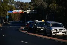 (Photo Mark Jesser) \\nBorder closure due to COVID-19. Locals trying to get from Wodonga to Albury. NSW police doing check points checking Service NSW passes and ID. --- Lincoln Causeway. Police checking ID next to Turks Head.