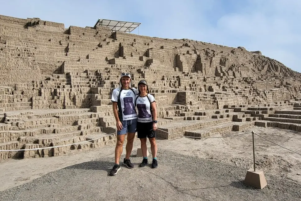 EXPLORING HISTORY: Justin and Sharon Scholz visit Pucllana Inca archaeological site in Lima, Peru.