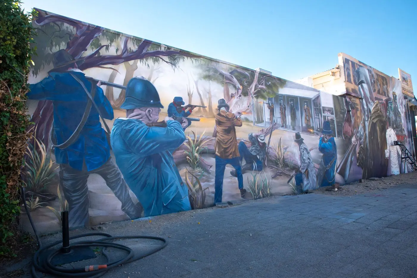 LAST STAND: The Ned Kelly Siege at Glenrowan Mural has been shortlisted is in the running for a national street art award. PHOTO: Kurt Hickling