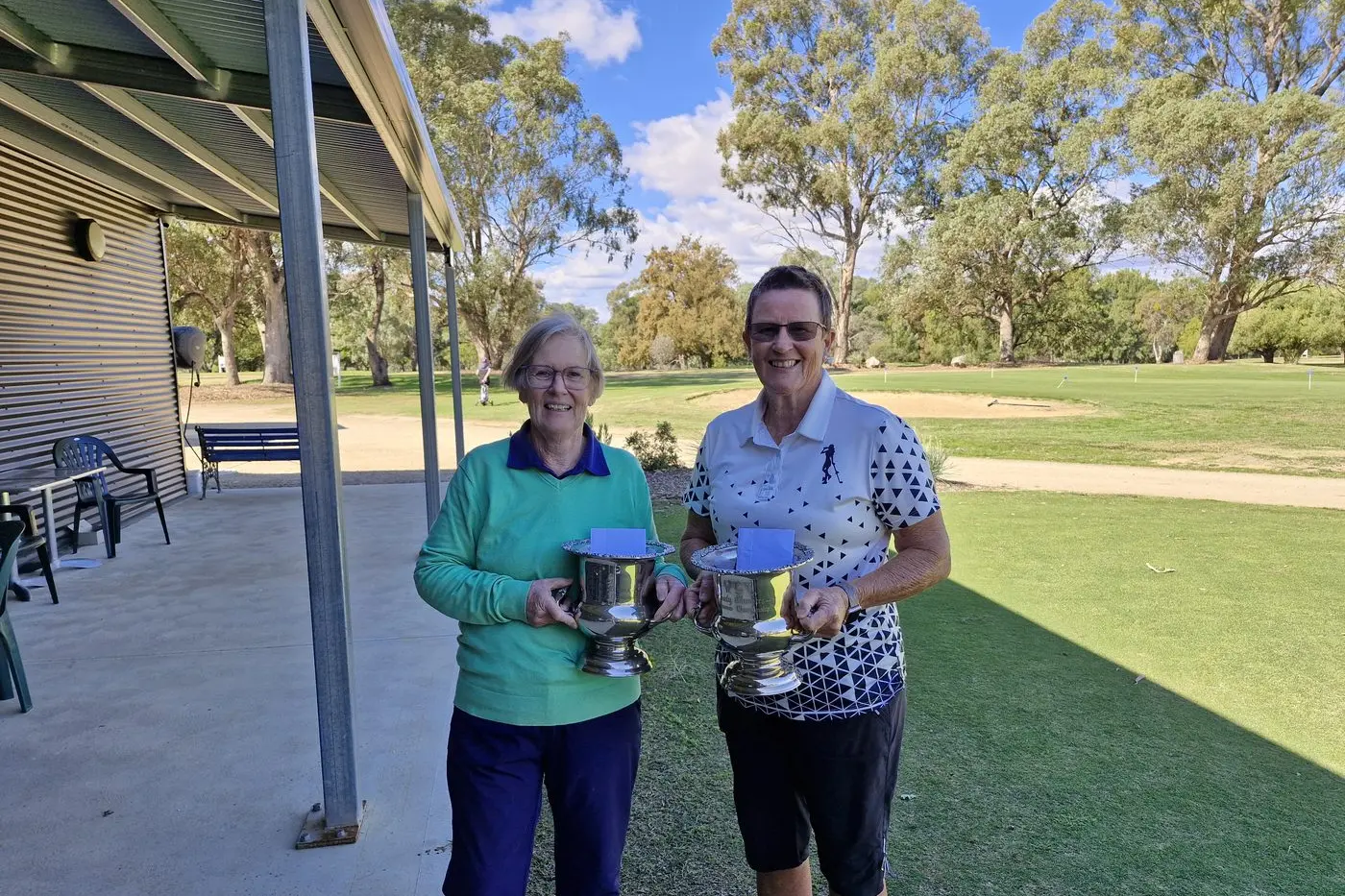 WINNERS: Maggie Ray (left) and Glenda Dodson won the Wangaratta Golf Club\\'s Women\\u2019s Foursomes Championship.