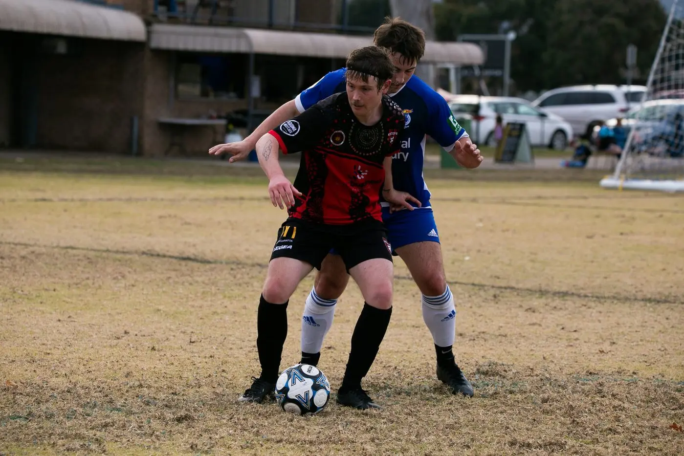 POSSESSION PLAY: James Wells keeps the ball from his Albury City opposition. PHOTOS: Kat De Naps Photography