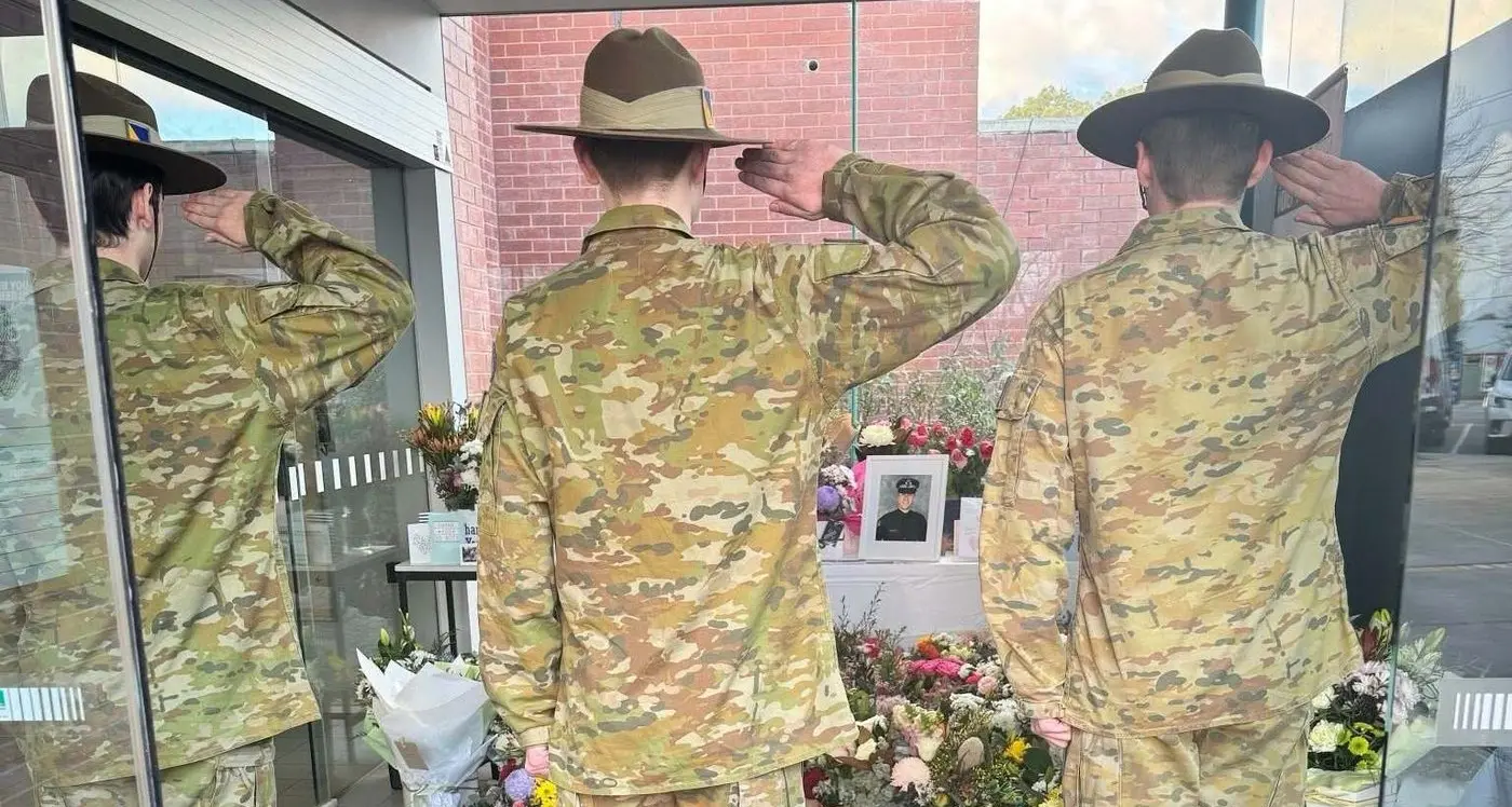 Army cadets pay their respects to fallen police