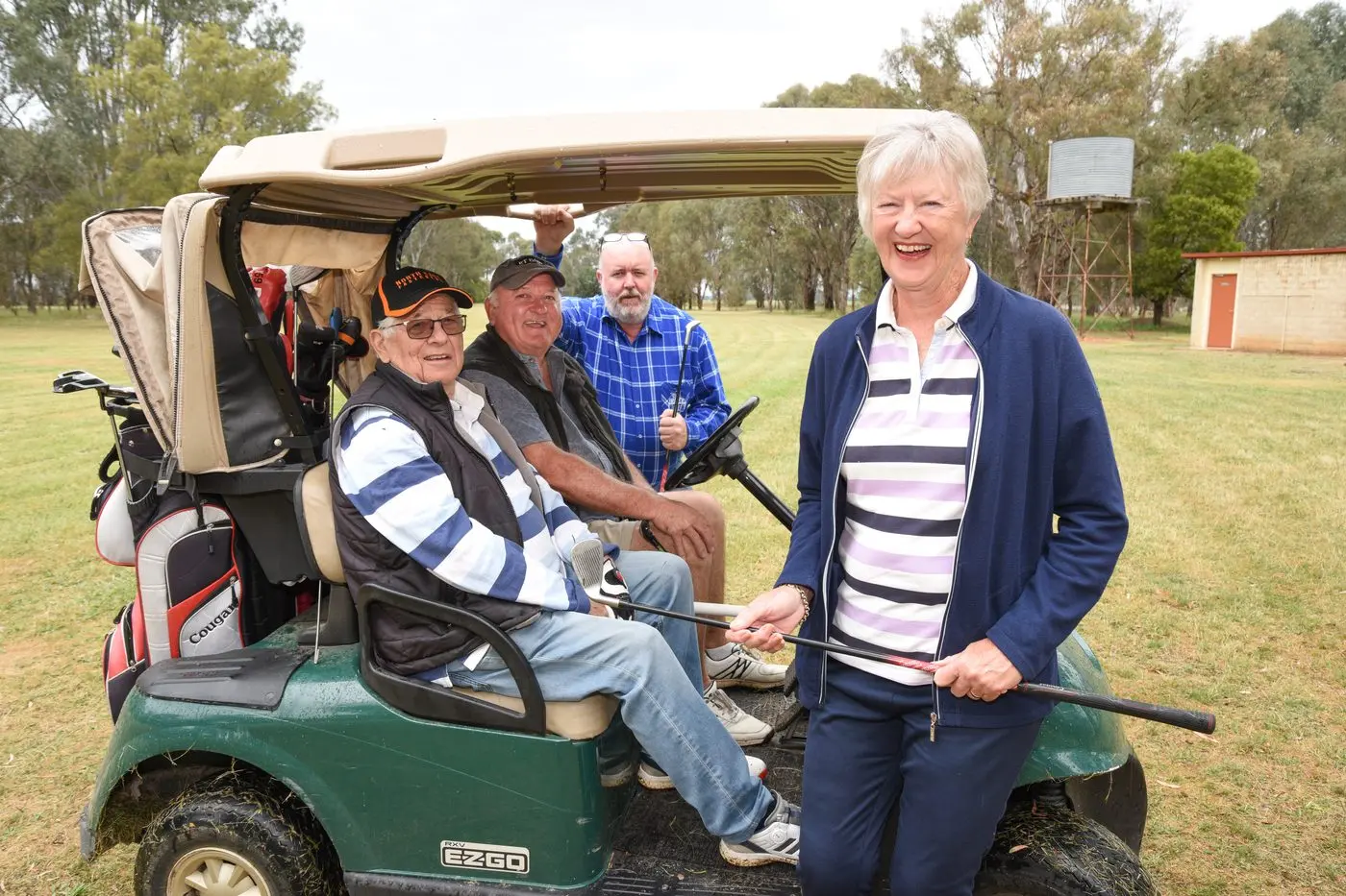 DRIVING SUCCESS: Boorhaman Golf Club members Helen Southam, Bob Jones, Rob Walker and Marcus Neal are excited to be welcoming a driving range to the course after they were sucessful in receiving a $10,000 Rural City of Wangaratta Council grant. PHOTO: Kurt Hickling