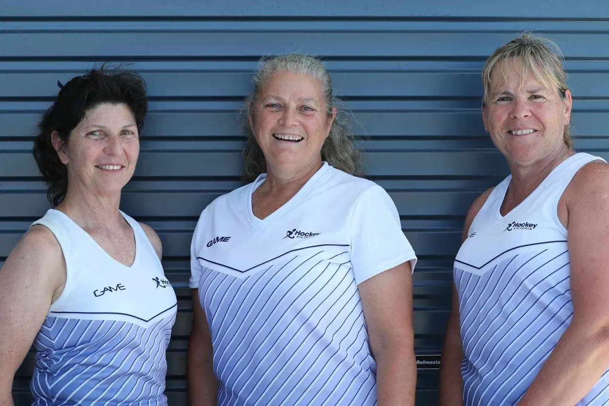 LOCAL STARS: (L\\u2013R) Lesley Forman, Sharon Watkins and Jo Hale won bronze for Victoria at the Australian Women\\'s Masters Hockey Championships. Id:33802