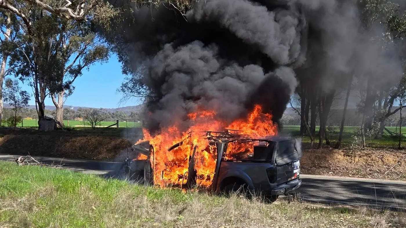 Ute went from smoke to flames in seconds