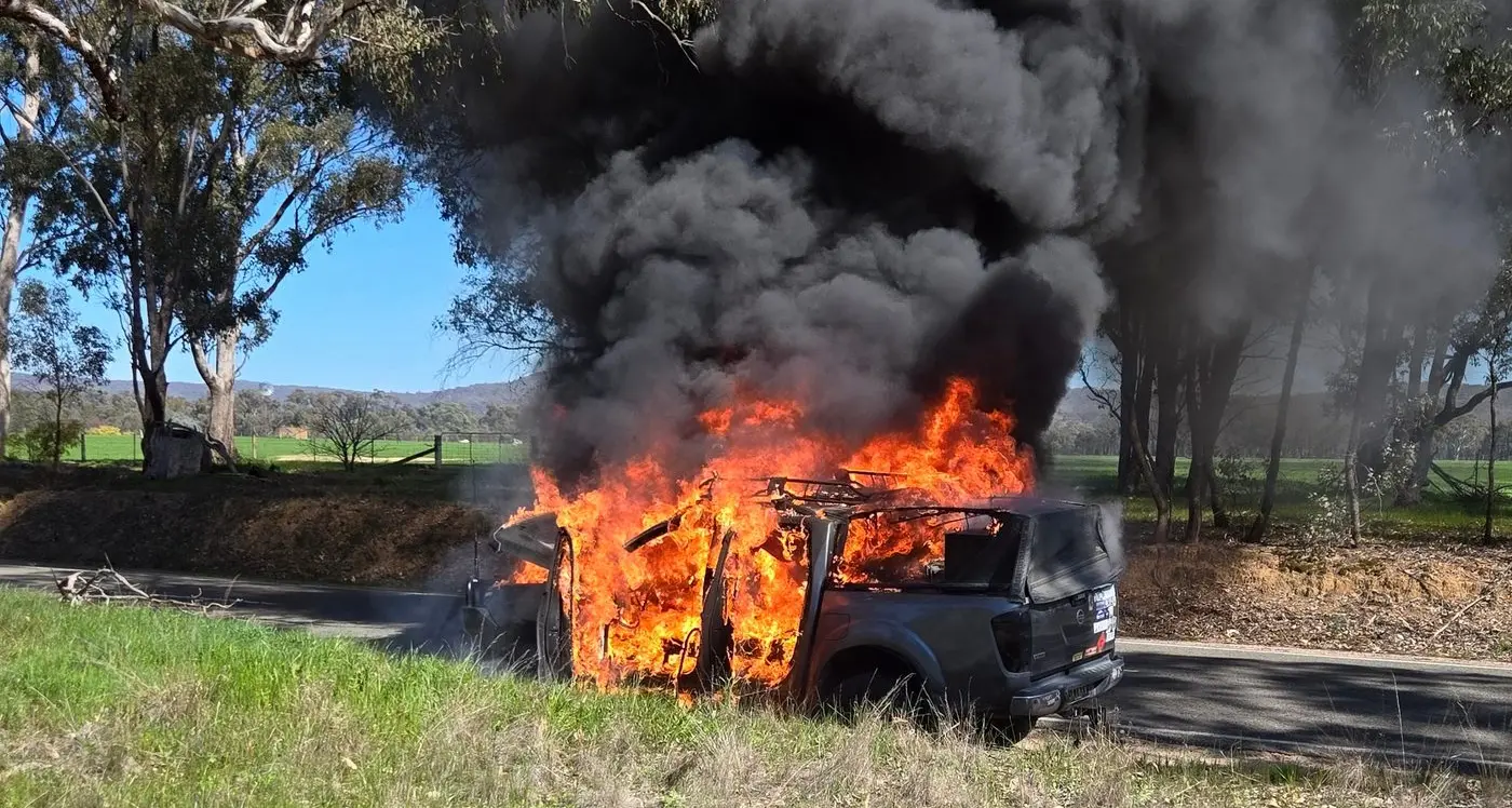 Ute went from smoke to flames in seconds
