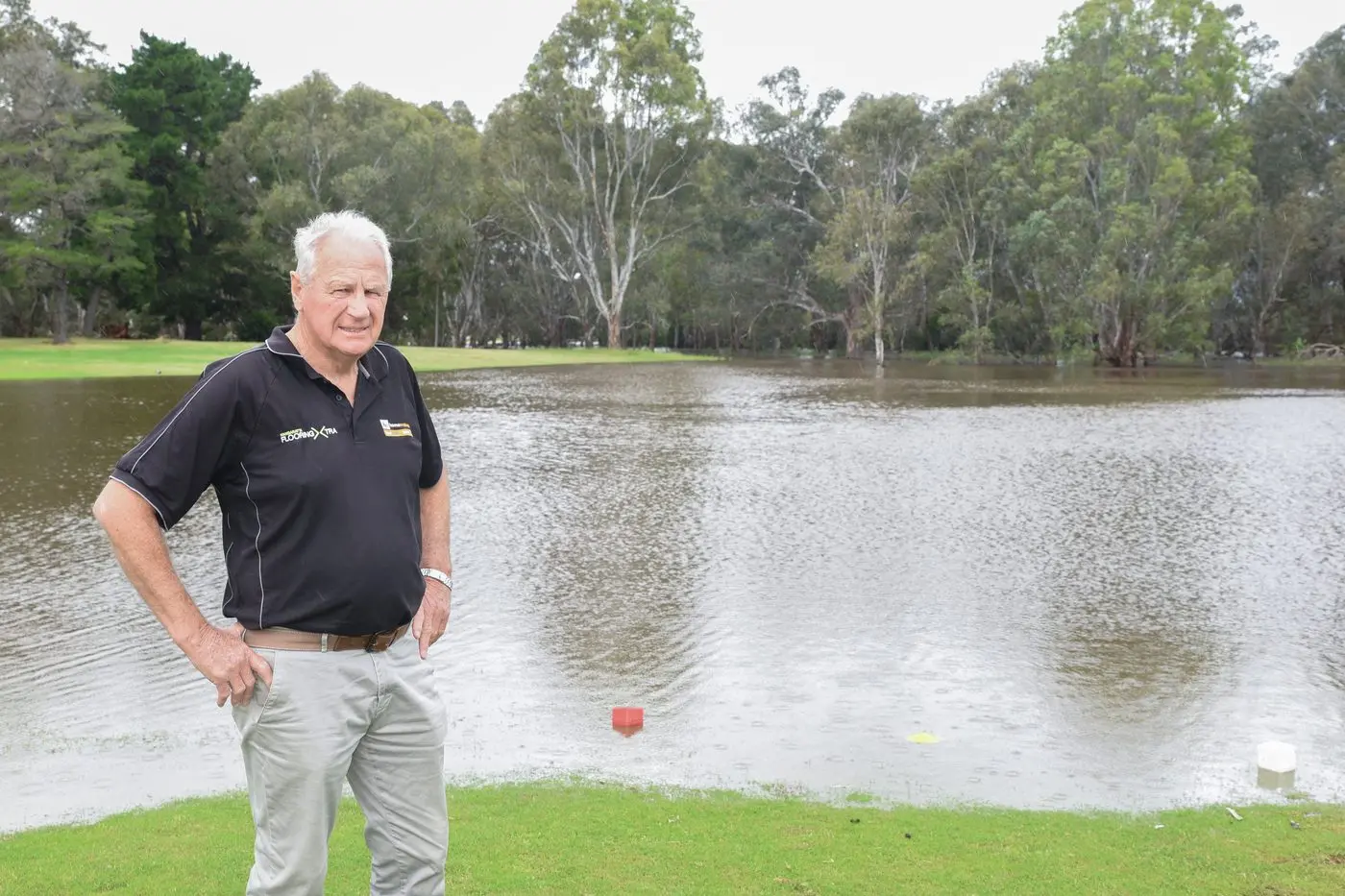 WATER HAZARD: Wangaratta Golf Club president Denis Hill said he\\'s never seen the course as flooded as it has been over recent months.  PHOTO: Kurt Hickling Id:33590