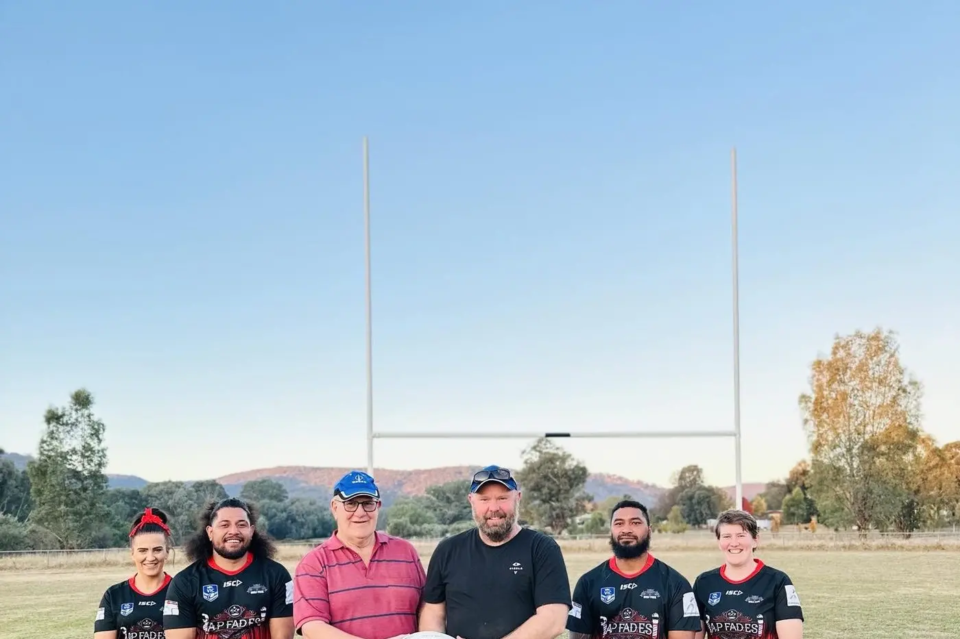 RUGBY REVOLUTION: Angie Higgins, Uluak Taufa, Peter Brick, Jack Skermer, Newyear Patiole, and Ivy Higgins welcome the arrival of Rugby League to Eldorado this Sunday.