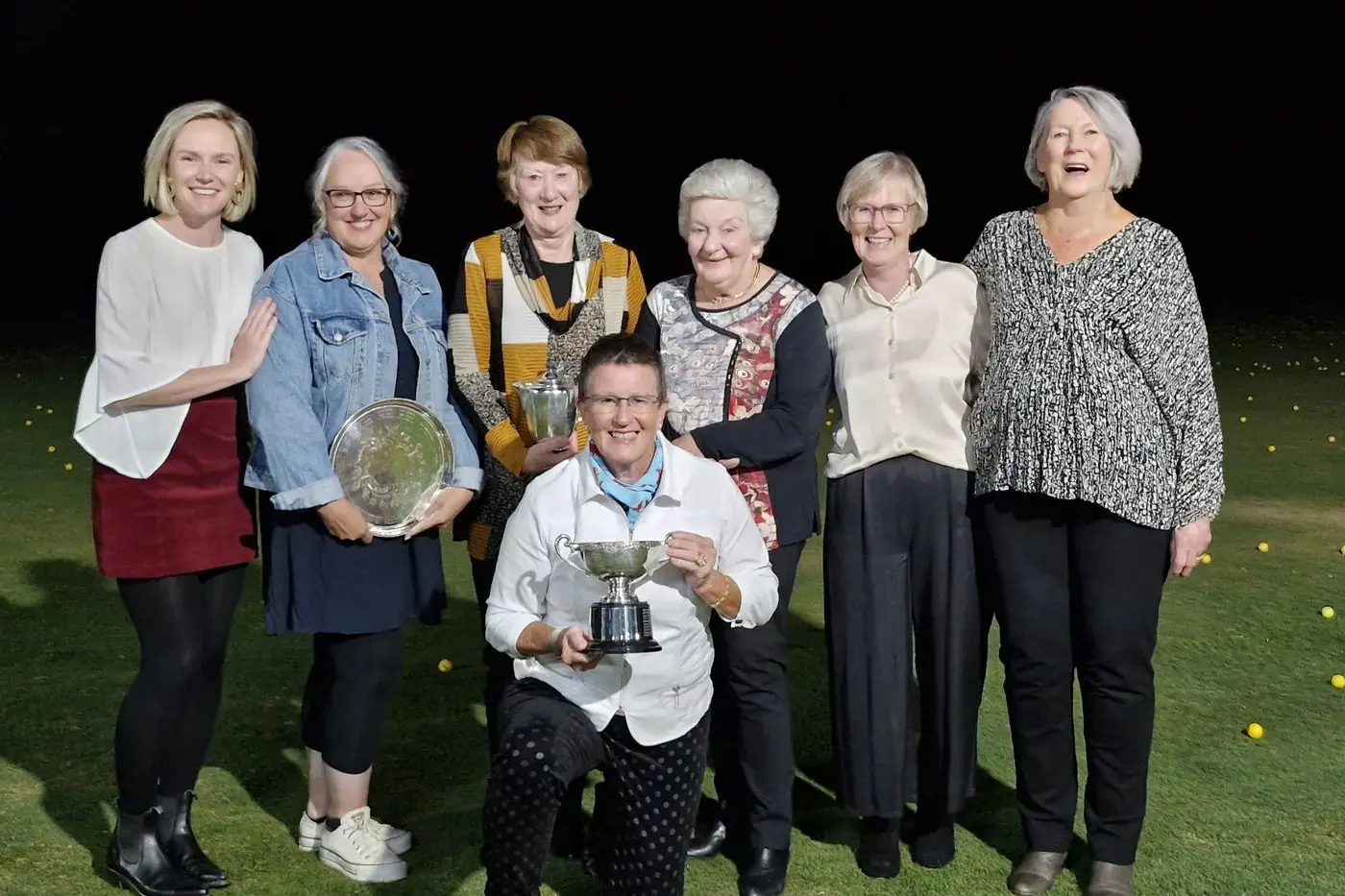 CLUB CHAMPS: (At front) Glenda Dodson, 2024 Women\\u2019s Club Champion, (back L-R) Jacqui Hoggan, Tracey McKinnon, Barb Thomas, Lorraine Adams, Maggie Ray, and Jan Hill.