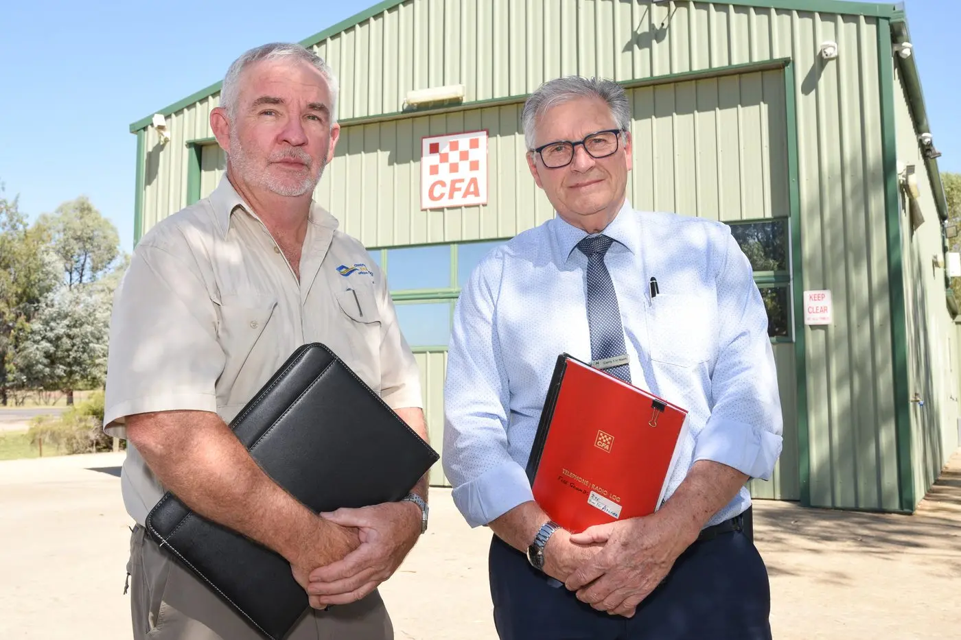 IN SEARCH OF A HOME: Wangaratta Group officer Lachie Gales (left) and deputy group officer Garry Nash (right) have written to the State Government in search of funding for a permanent group headquarters in Wangaratta. PHOTO: Kurt Hickling