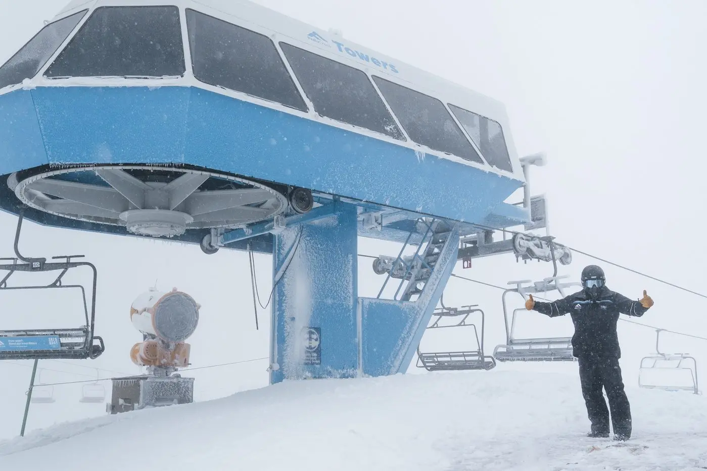 READY AND WAITING: Towers Quad Chair which will be open today at Falls Creek after plenty of fresh snow fell late this week.