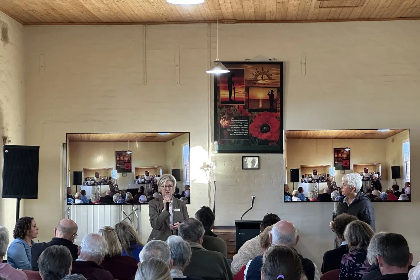 MAKING A CALL: Indi MP Helen Haines, speaking at a recent community meeting at Bobinawarrah, has issued letters to state and federal ministers urging them to visit the proposed Meadow Creek Solar Farm site before making their final decisions on the project. PHOTO: Bailey Zimmernann