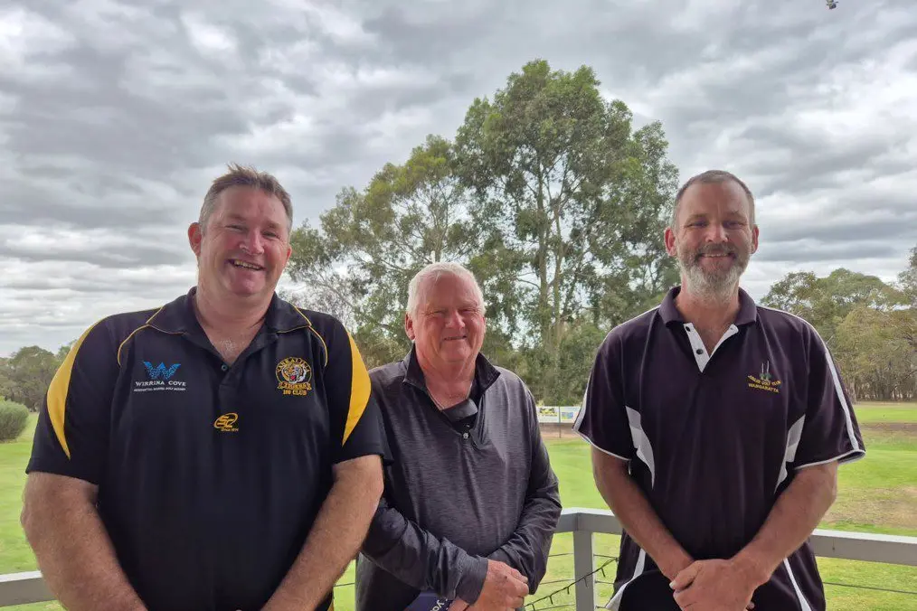 HAPPY HITTING: Dean Ackerley, Mike Baillie and Michael Baillie at the Jubilee Golf Club\\'s sponsors day.