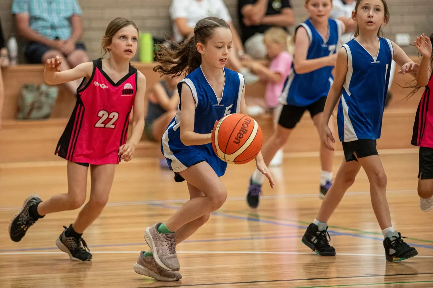 STAR IN THE MAKING: Scarlett Milvain in action on the new courts at the Wangaratta Sports and Aquatic Centre. PHOTO: Marc Bongers