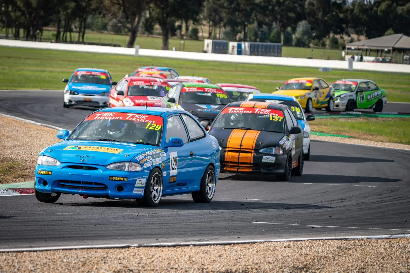 LEADING THE PACK: Jackson Griffith leading the midfield pack during the second round of the Hyundai Excel Series at Winton. Id:26843