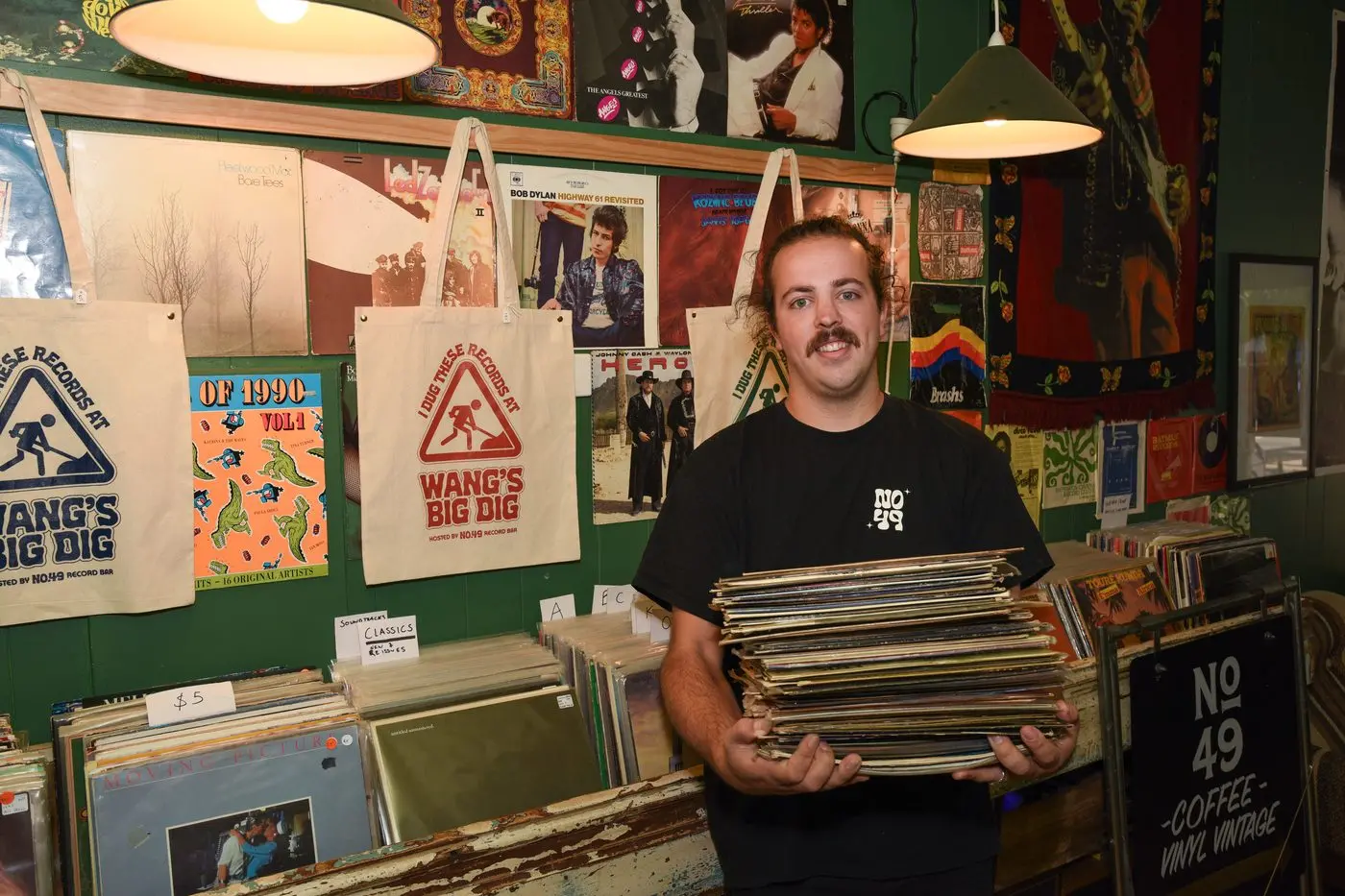 STACKS OF FUN: Ben Nyman is looking forward to seeing music fans converge on Wangaratta on Saturday, March 9 for the Wang\\'s Big Dig Record Fair in the Colin Cave Gallery at The Centre.  PHOTO: Kurt Hickling