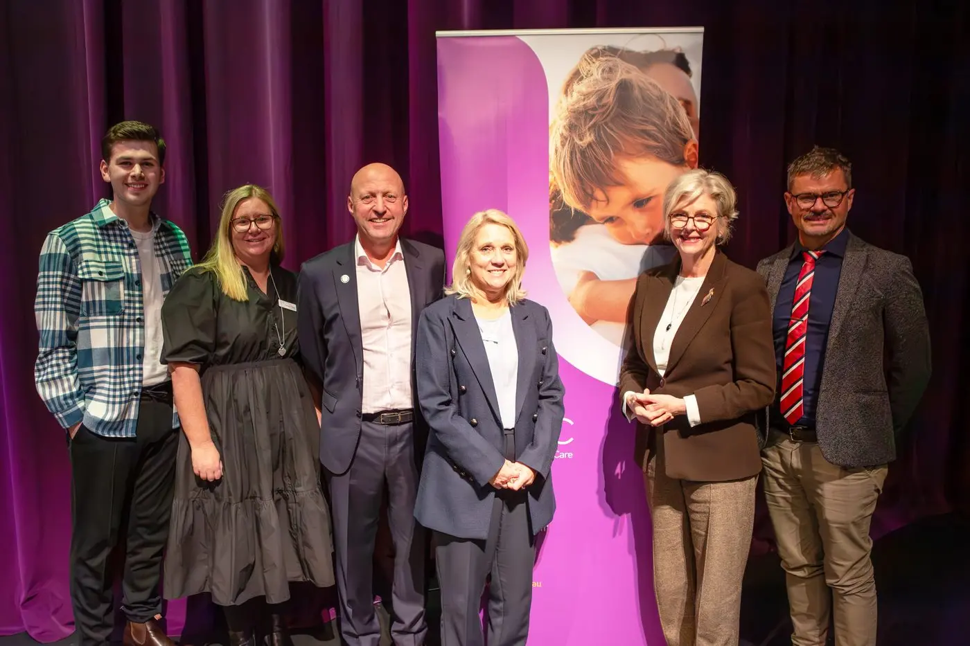 DRIVING CHANGE: Keynote speaker Conor Pall, UMFC board director Tracy McCrohan, UMFC board chair Dean Bocquet, UMFC CEO Felicity Williams, Indi MP Helen Haines and keynote speaker Professor Daryl Higgins at UMFC\\'s Strategic Plan 2024-2028 launch.
