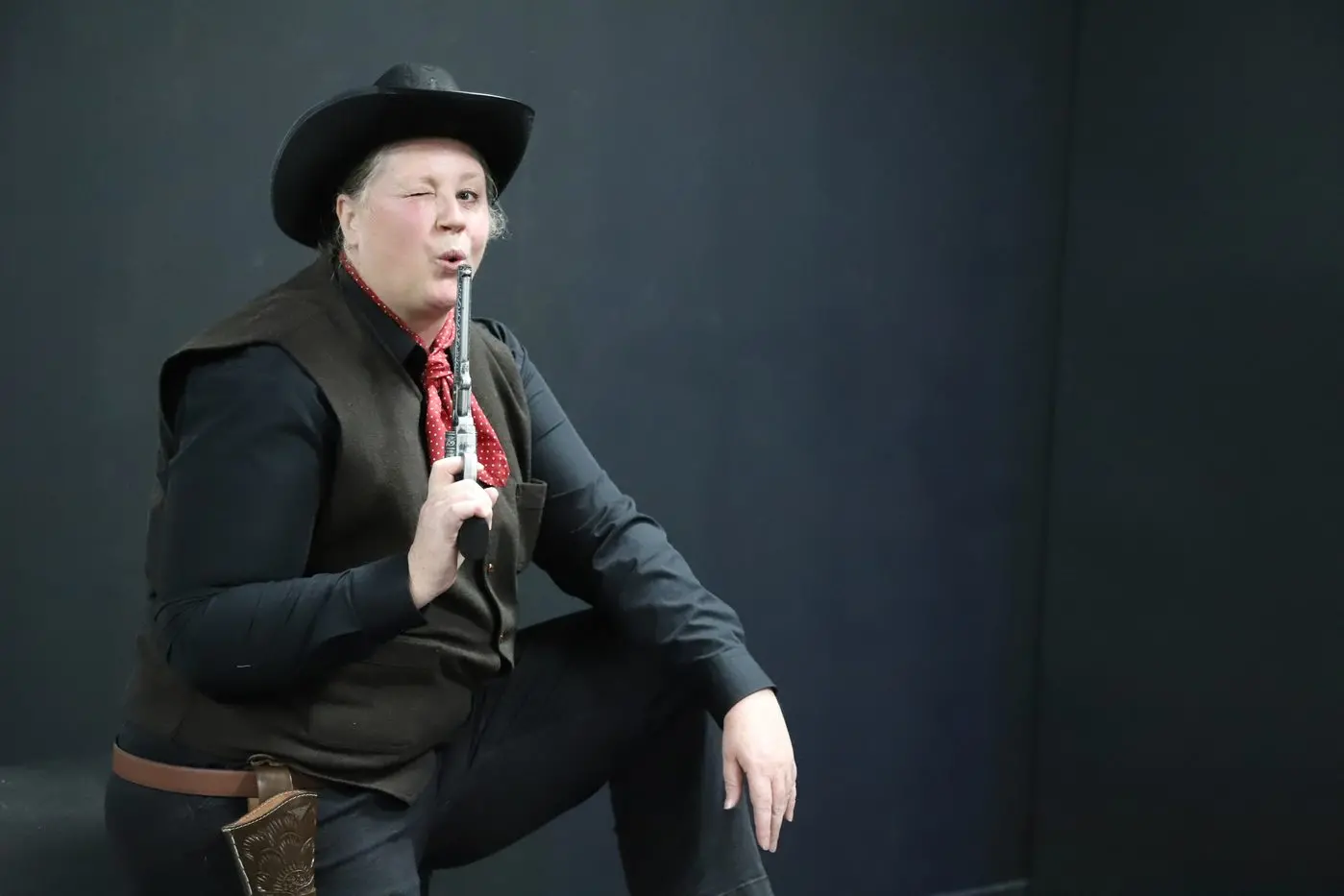 SURVIVOR: Kellie Grant as Texan heir to the Baskerville fortune Sir Henry Baskerville. PHOTO: Shane Douthie