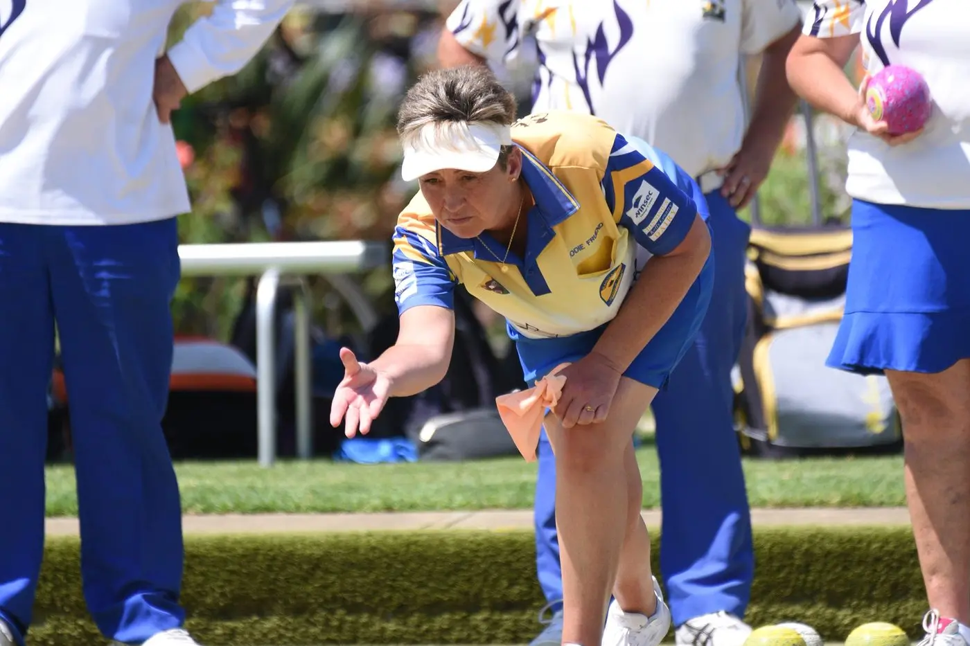 TIGHT TUSSLE: Jodie Fruend\\'s A1 bowls team drew with Wodonga on the weekend. Id:36669