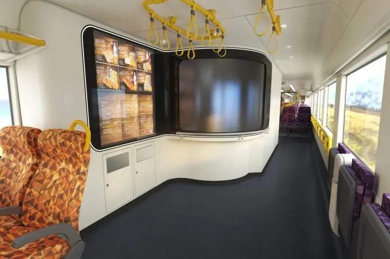 NEW AND IMPROVED: The VLocity trains will feature an on board kiosk as well as fold down trays and cup holders.