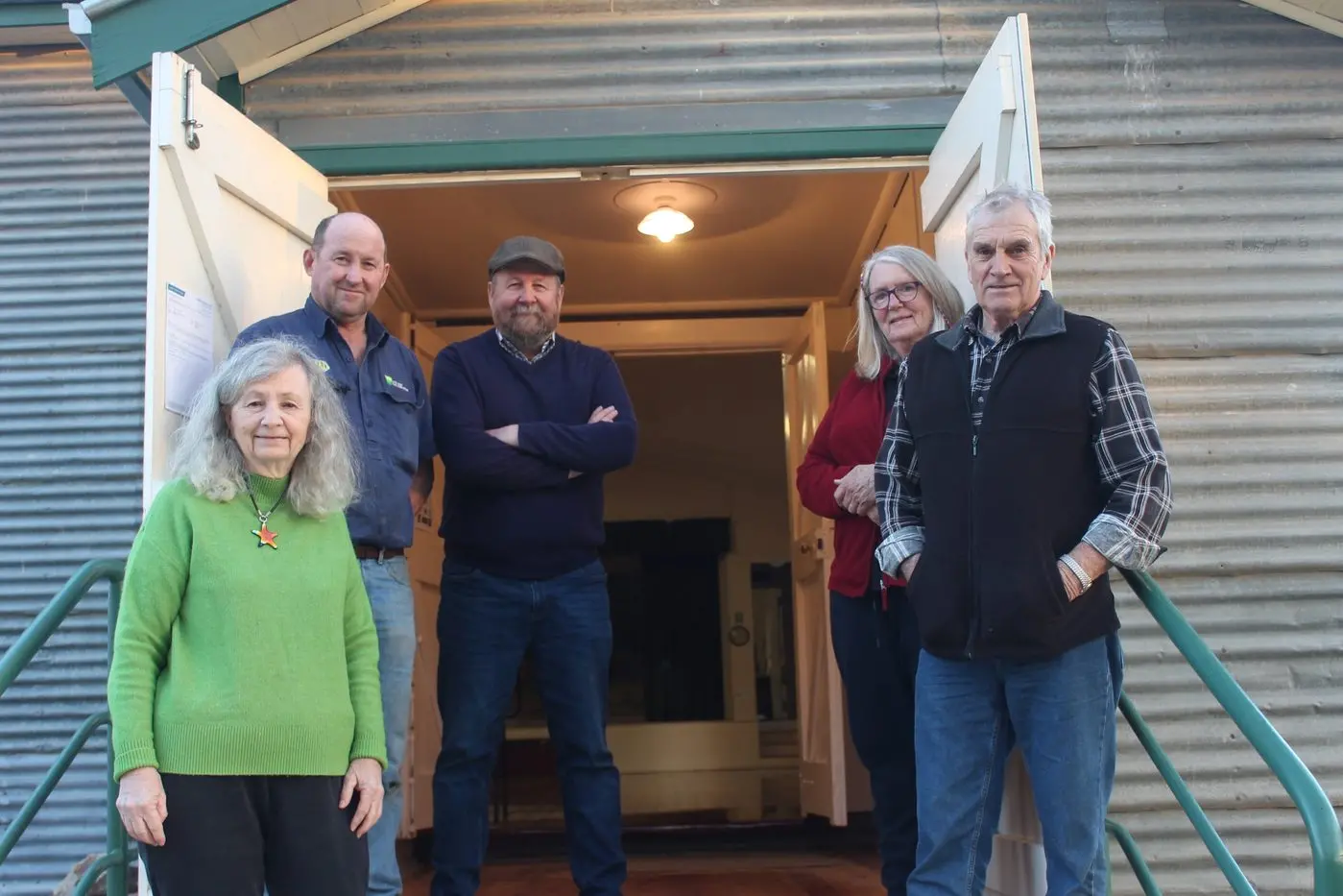 COMMUNITY SPACE: The Eldorado Memorial Hall committee of management members (from left) Cheryl Bell, Mick Carey, Doug Oldmeadow, Judy Scouller and John Bell are excited by funding for the historic hall. PHOTO: Jordan Duursma