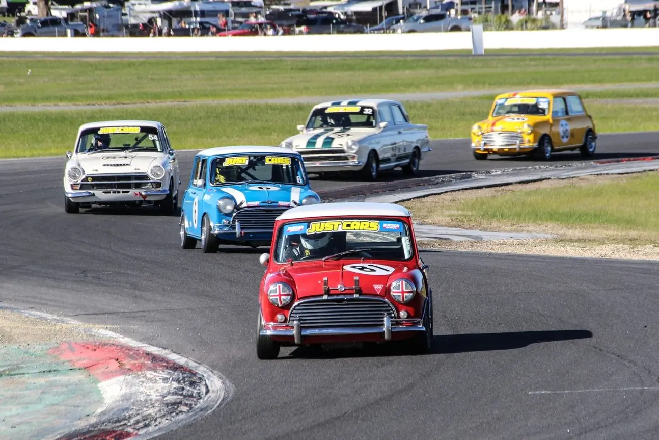 ONE BY ONE: Christian Jannike takes the lead in a Morris Cooper S. PHOTOS: Auto Chick Photography