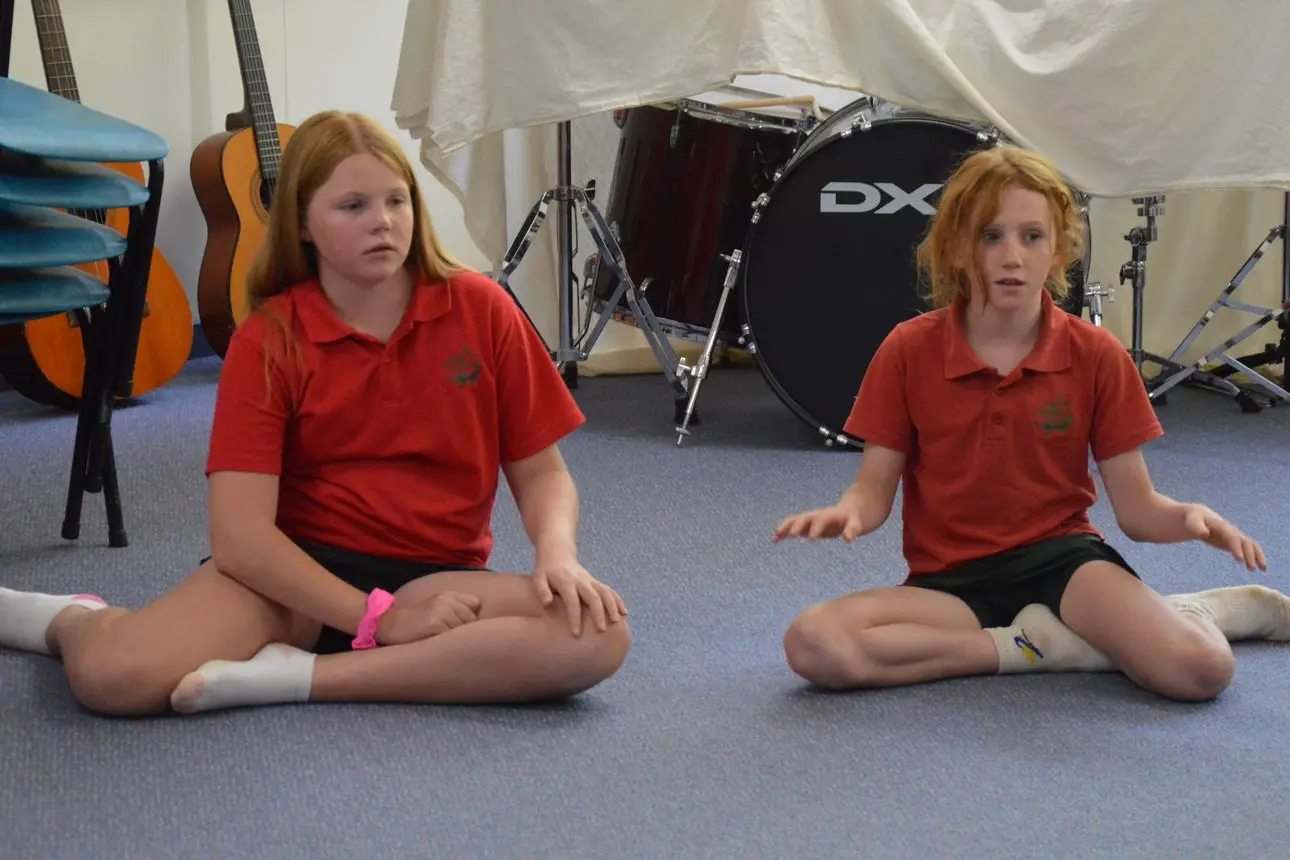 FEELING THE BEAT: Emily Swinburne and Inanay Gilson follow the lead.