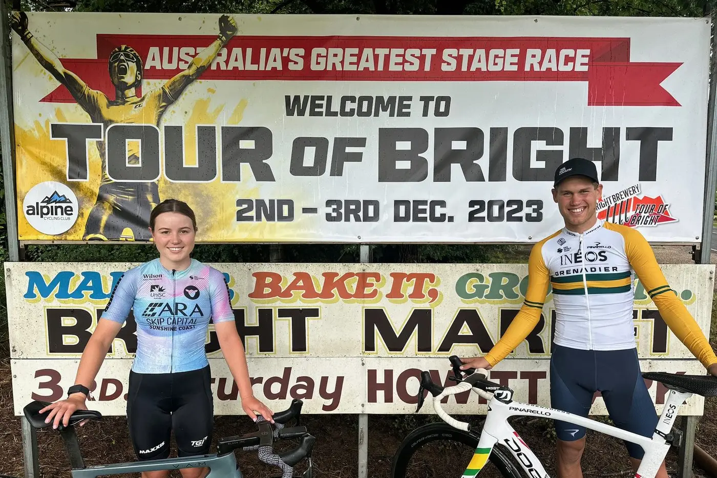 READY TO RACE: Cyclists Lucie Stewart (left) and Luke Plapp will be part of the hundreds to take part in the 30th year of the Tour of Bright this weekend.