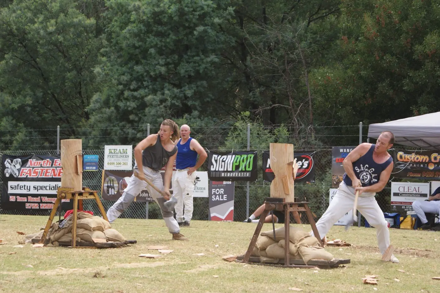 SWING AWAY: The Wangaratta Sports Carnival woodchop will feature 11 events at the showgrounds, which get underway from 11am tomorrow. PHOTO: Belinda Harison