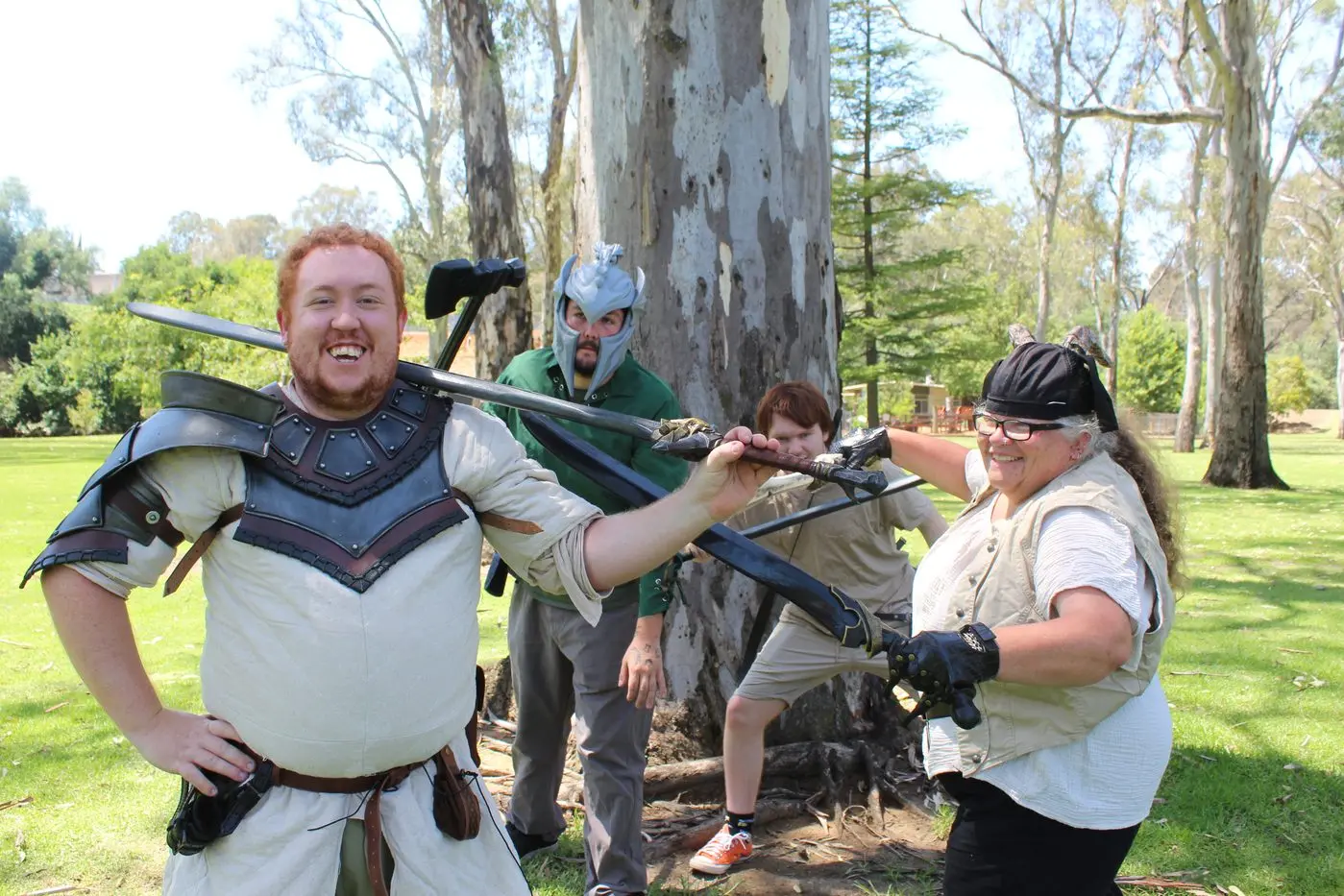 CALL TO ARMS: (Left to right) Jacob Selwood, Nathan Campbell, Matthew Gambold and Kylie McConnell are playing a key role in establishing a live action role play community in Wangaratta. PHOTO: Ryan Malcolm