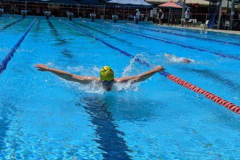 LIKE A DOLPHIN: Declan O\\'Sullivan flies through the butterfly leg of his 200m IM event at Sunday\\'s O&M Swimming Championships. Id:37315
