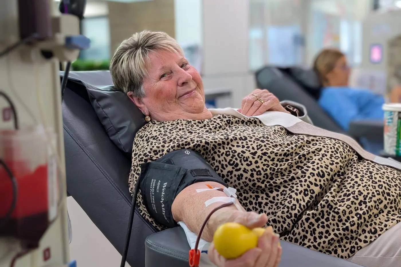 GIVING BACK: Lung cancer survivor Mary Ransom returning to donate plasma for the 383rd time.