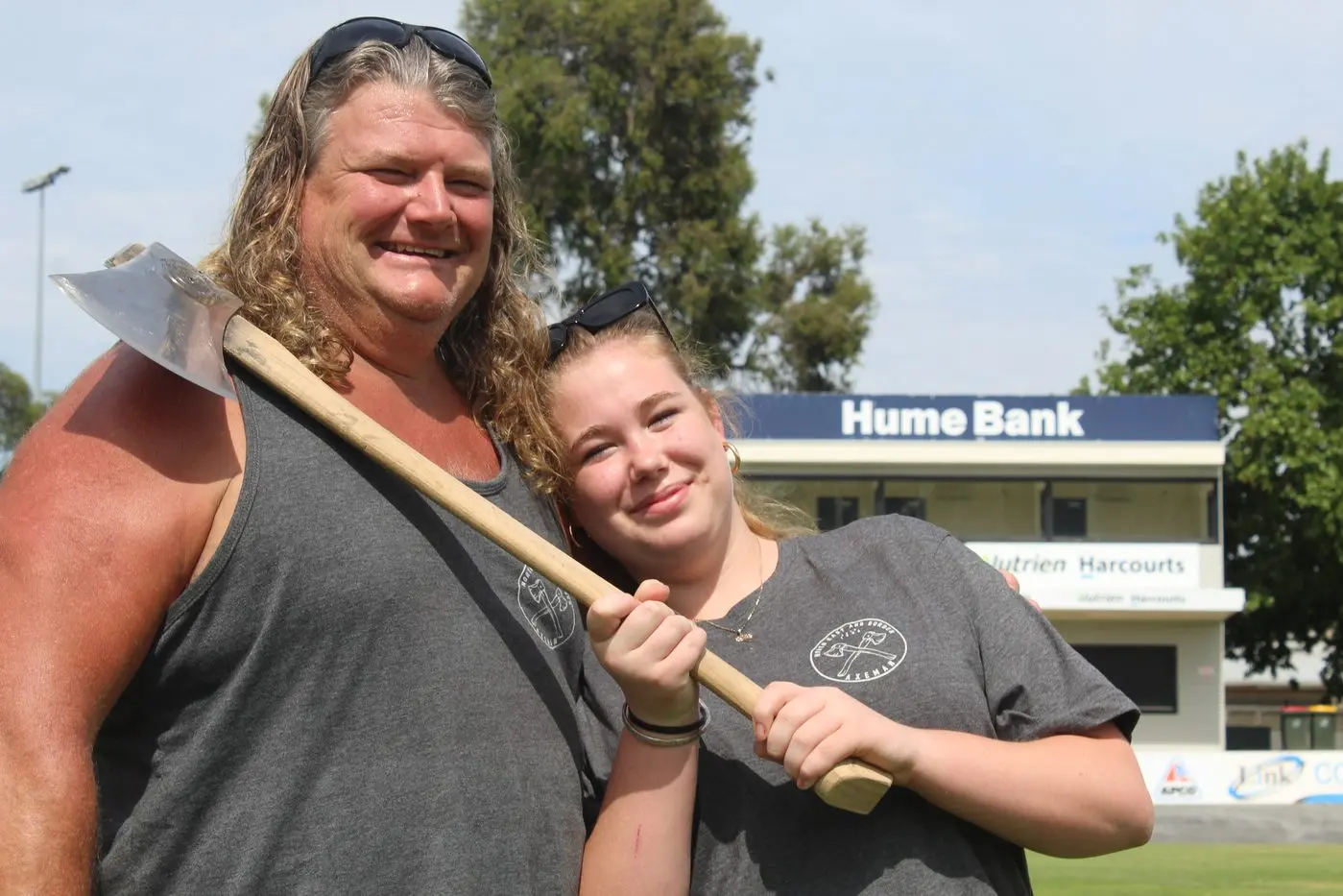WE\\'RE BACK: Father-daughter duo Fabian and Eliza Harding are eager to be back for the woodchop at the 103rd running of the Wangaratta Sports Carnival set for the showgrounds on Saturday, January 27. More details on page 25. PHOTO: Bailey Zimmermann