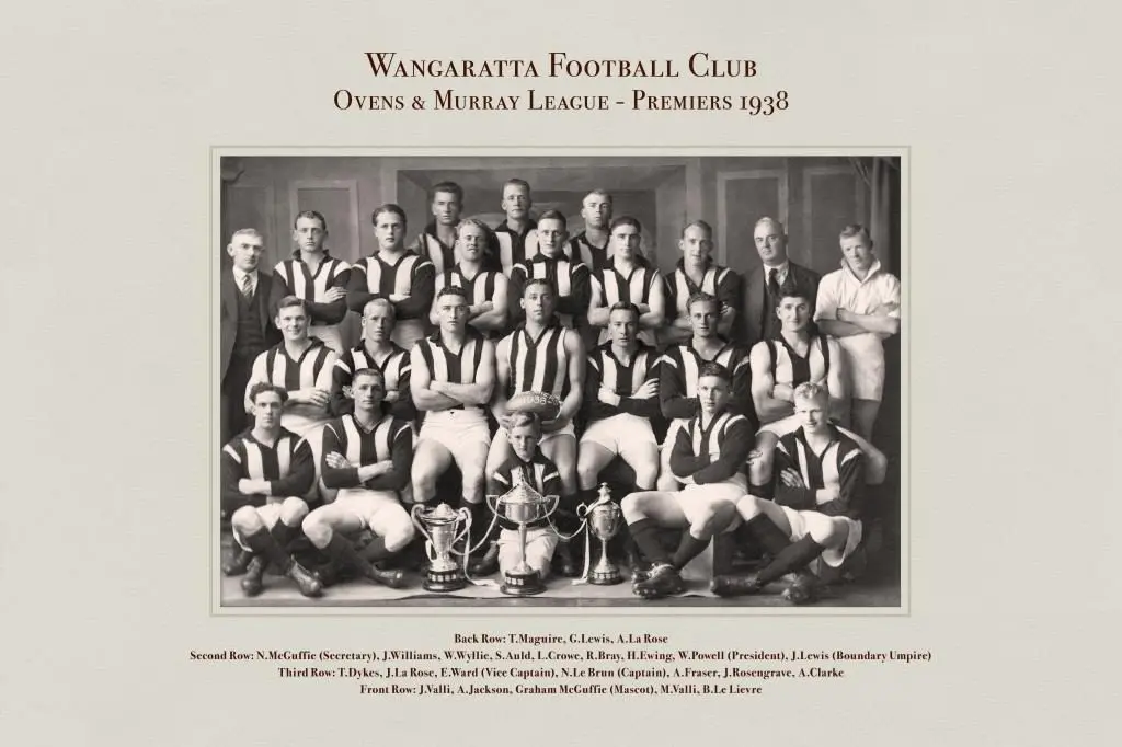 The WFNC 1938 Ovens & Murray Premiership team.