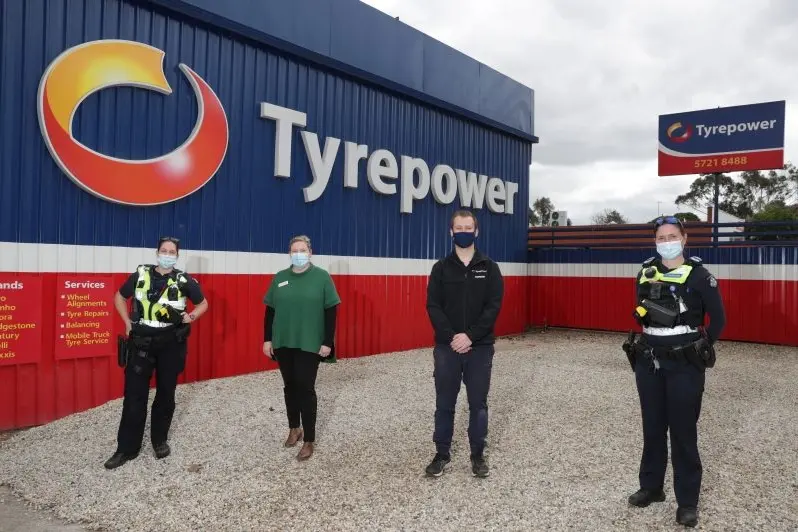 REMEMBERING THEIR SACRIFICE: First Constable Aysha Briggs (left) and Rebecca Weir (NHW), Harrison Coatsworth and Leading Senior Constable Imogene Gillespie are proud to support the upcoming Blue Ribbon Day. PHOTO: Kieren Tilly 