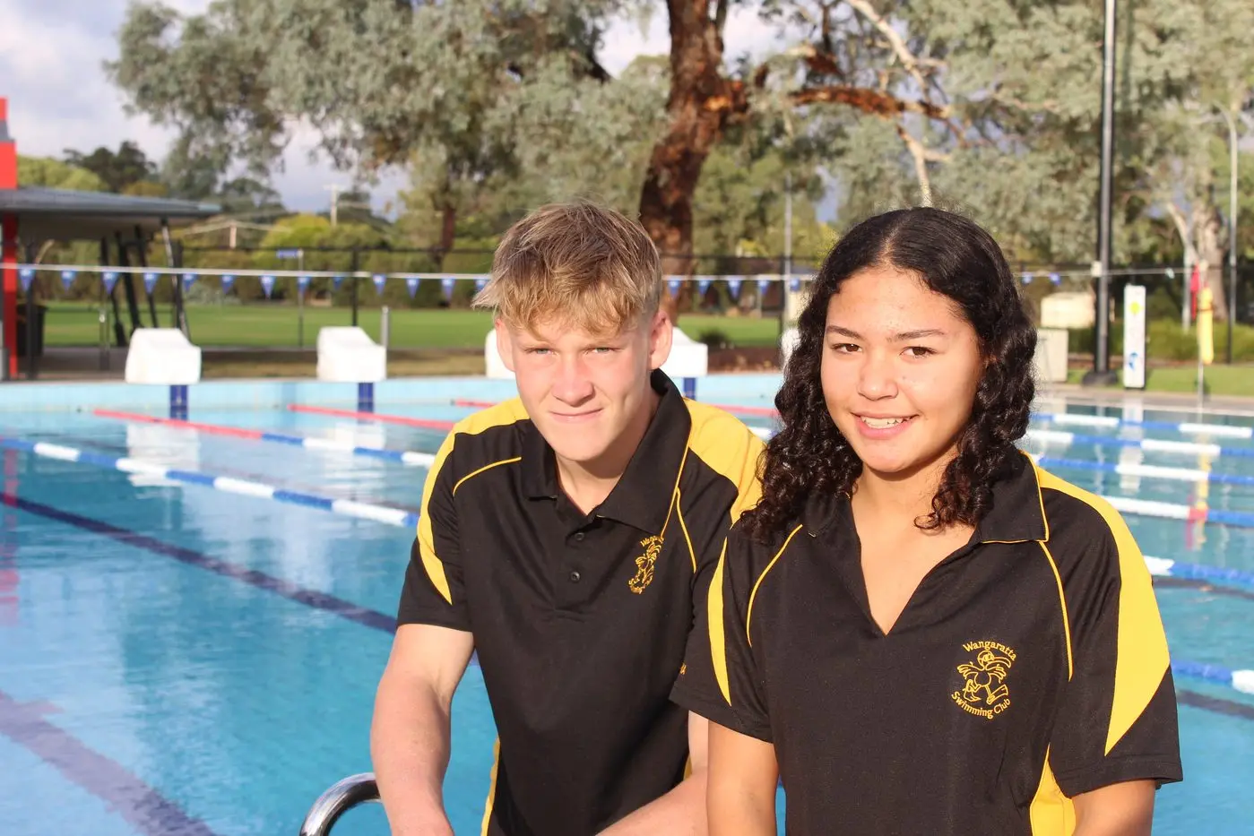 OFF TO THE SUNSHINE STATE: Harry Allen and Nina Fortaliza will be representing the Wangaratta Amateur Swimming Club with Max Chandler next week at the Australian Age and MC Swimming Championships at the Gold Coast. PHOTO: Bailey Zimmermann