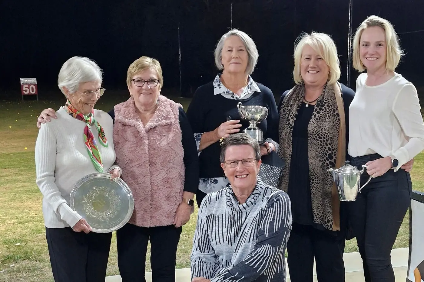 TOP PLAYERS: Wangaratta Golf Club women\\'s champions and runners up (back from left) Jill Halbwidl, Barb Woodward, Jan Hill (Club Champion), Janette Collier, Jacqui Hoggan, and (front) Glenda Dodson.
