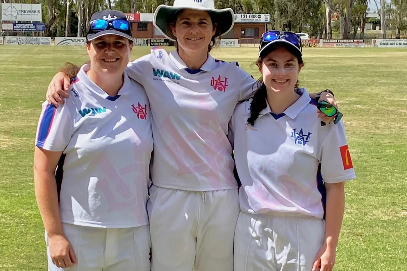 ALL SMILES: (L\\u2013R) Alex Randell, Kate Burns and Crystal Stevens were happy with their victory. Id:19770